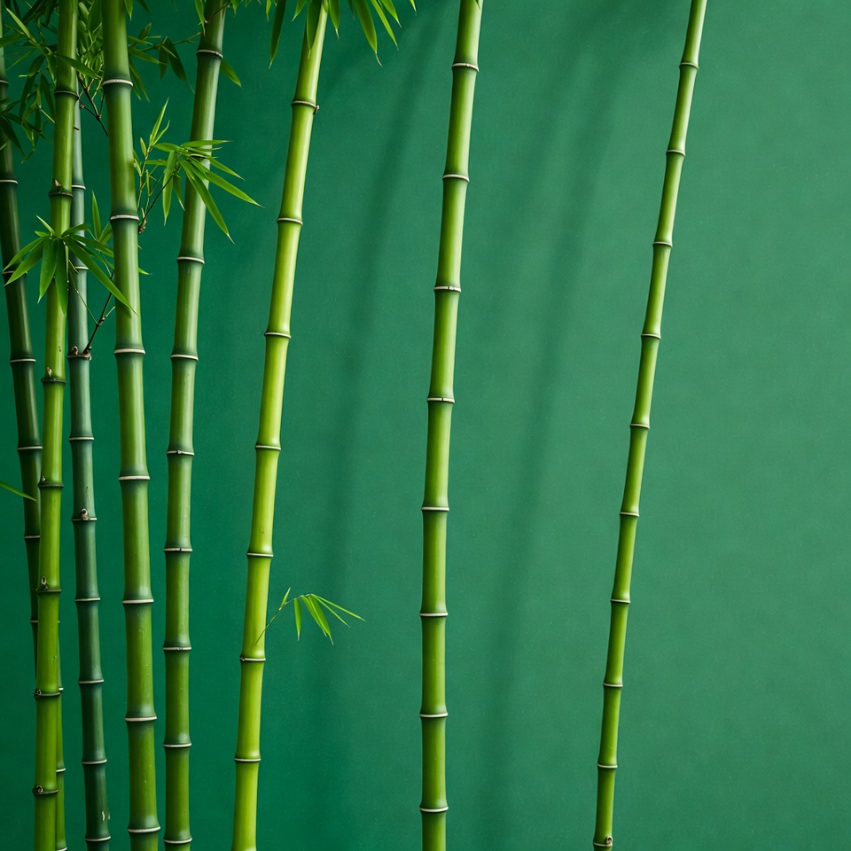 Green Bamboo Stalks on Solid Background Green Bamboo Stalks on Solid Background