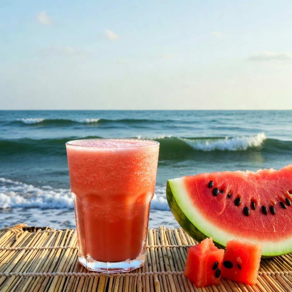 Watermelon Smoothie on Beach Watermelon Smoothie on Beach