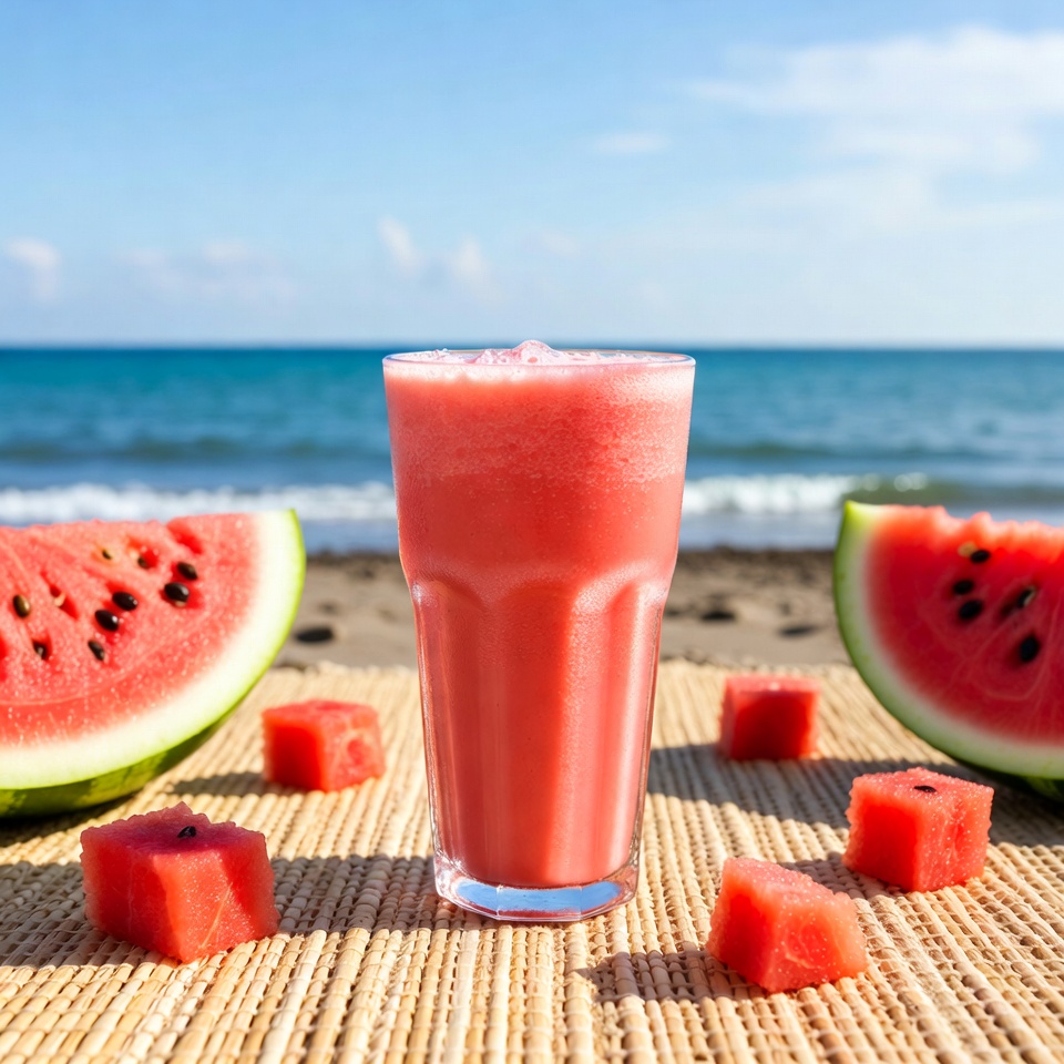 Watermelon Smoothie on Beach Watermelon Smoothie on Beach