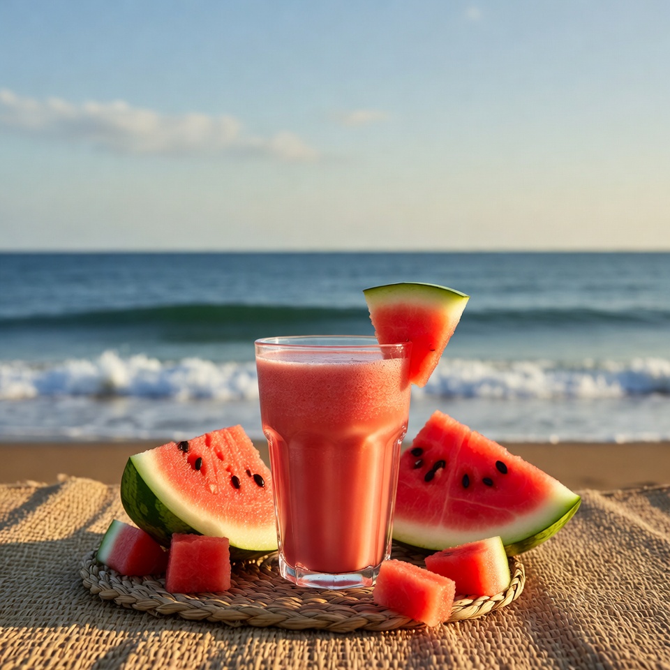 Watermelon Smoothie on Beach Watermelon Smoothie on Beach