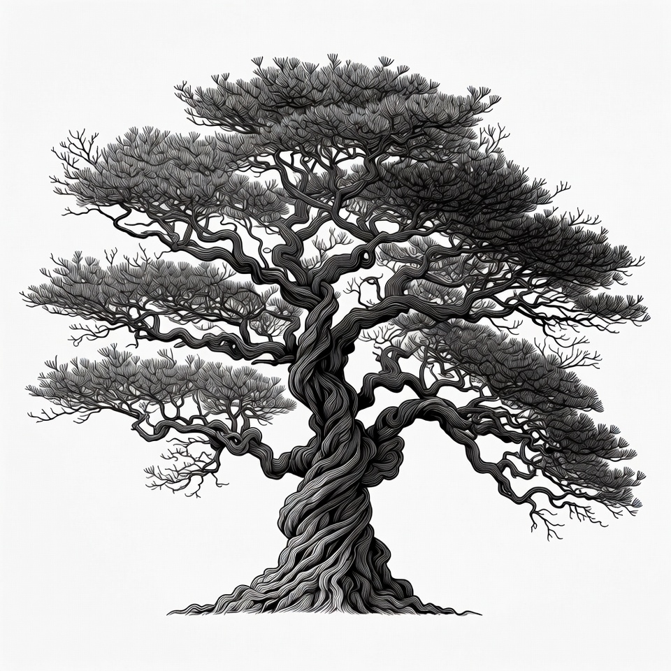 Black Bonsai Tree Illustration Black Bonsai Tree Illustration