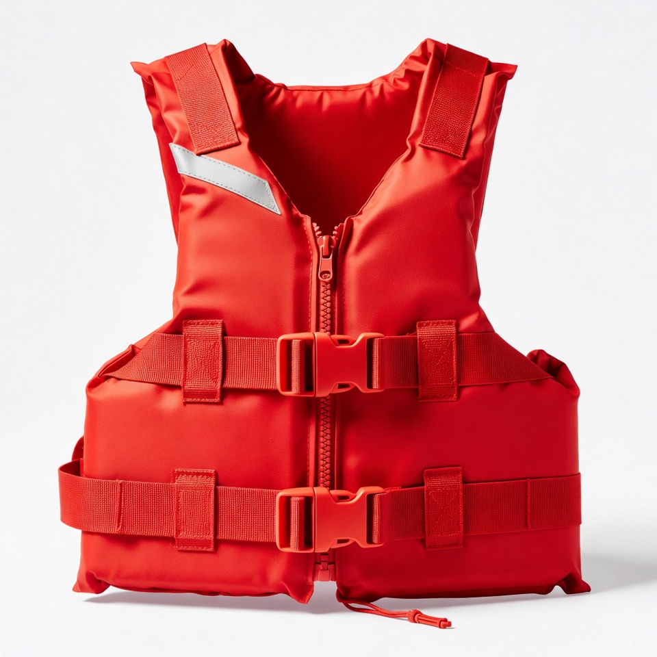 Red Life Jacket on White Background Red Life Jacket on White Background