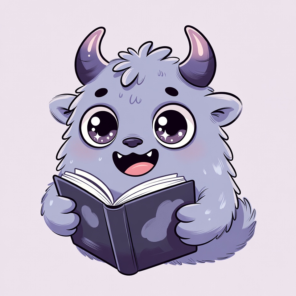 Cute cartoon demon reading book Cute cartoon demon reading book