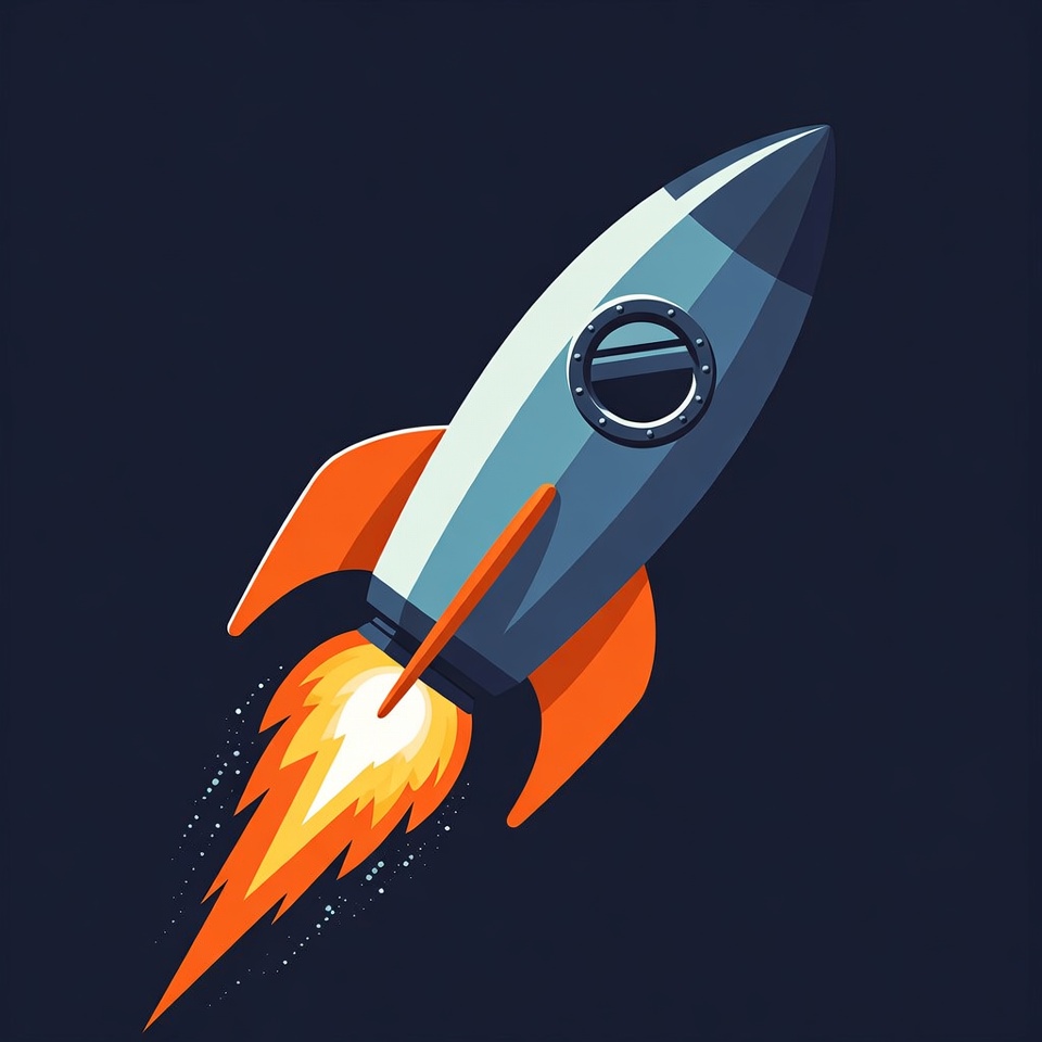 Rocket launching with flames Rocket launching with flames