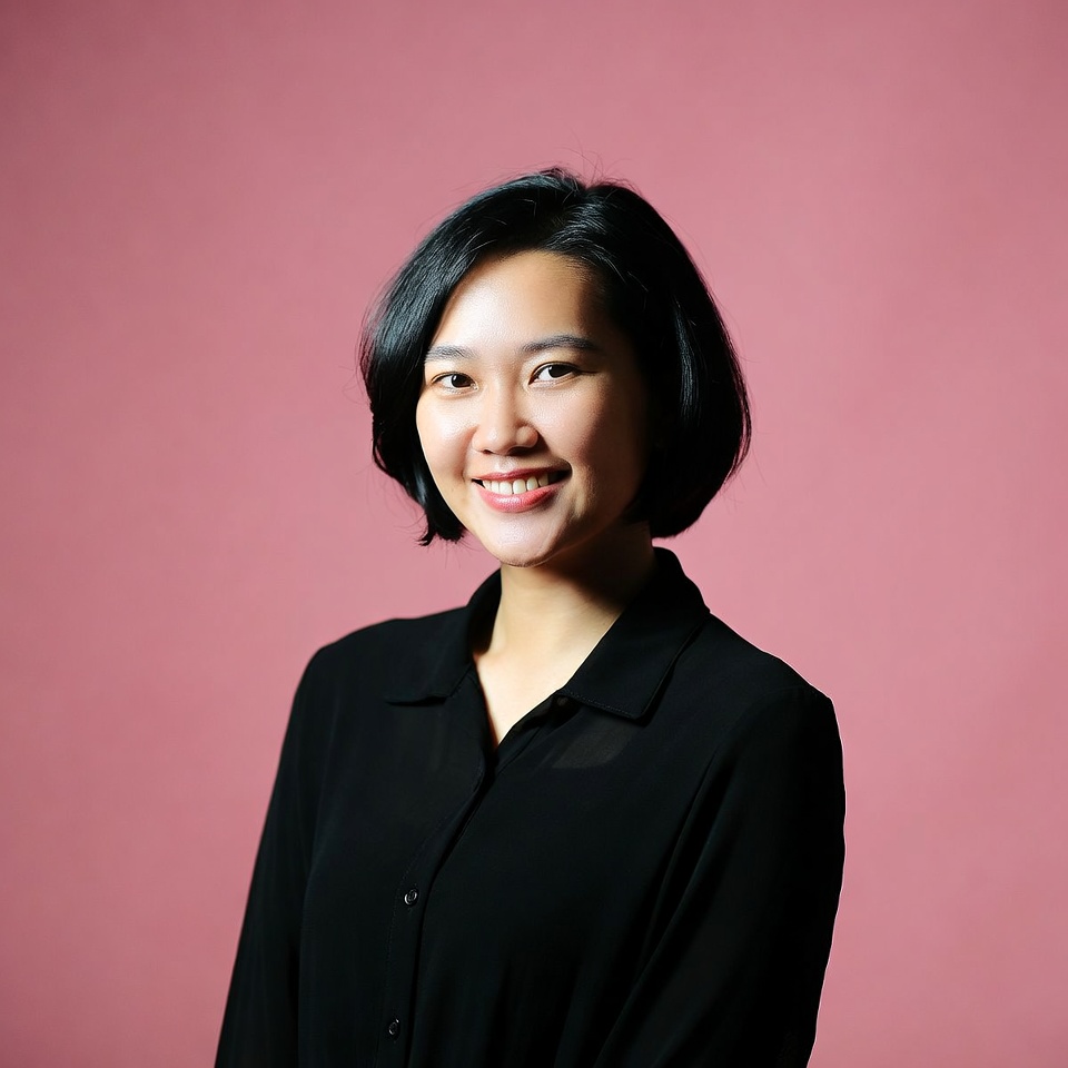Asian woman smiling in black shirt Asian woman smiling in black shirt
