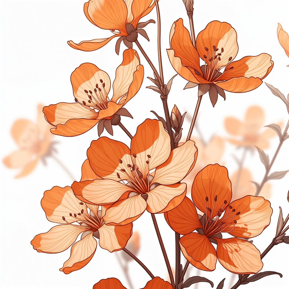 Orange Blossom Flowers Illustration Orange Blossom Flowers Illustration