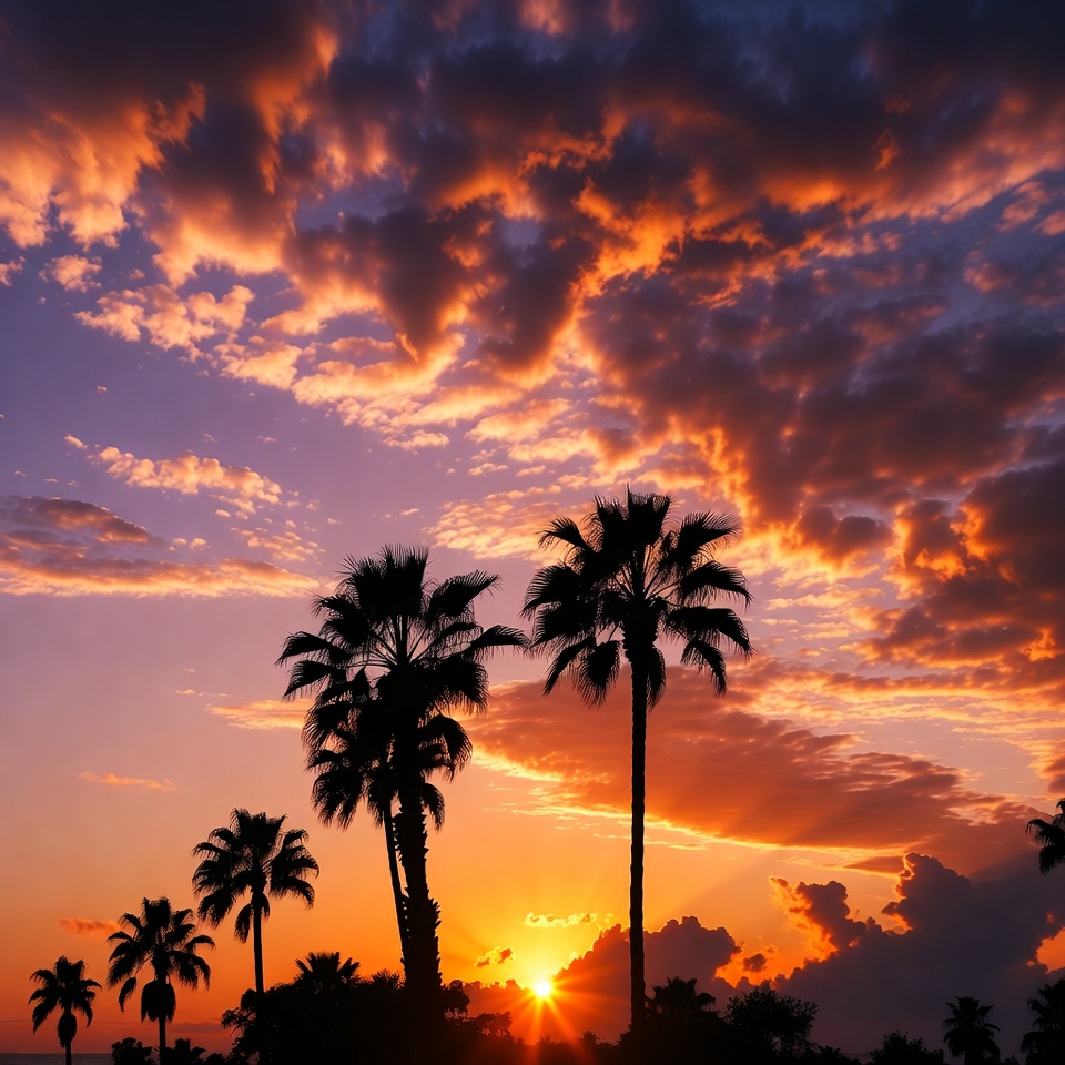 Palm Trees Silhouette at Sunset Palm Trees Silhouette at Sunset