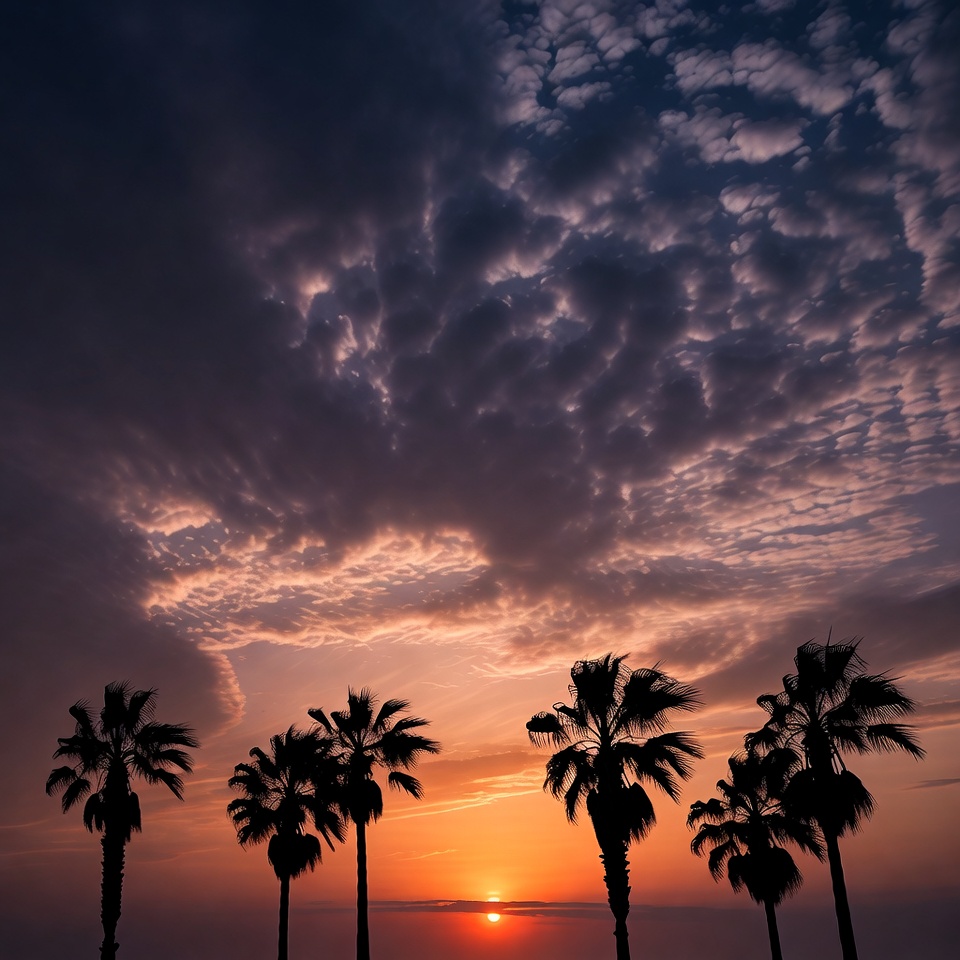 Palm Trees Silhouette at Sunset Palm Trees Silhouette at Sunset