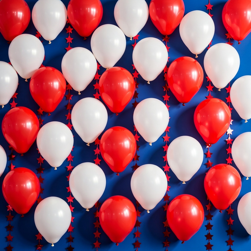 Red White Balloons Blue Background Red White Balloons Blue Background