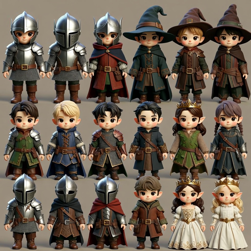 Chibi Fantasy Knights Wizards Elves Children Chibi Fantasy Knights Wizards Elves Children