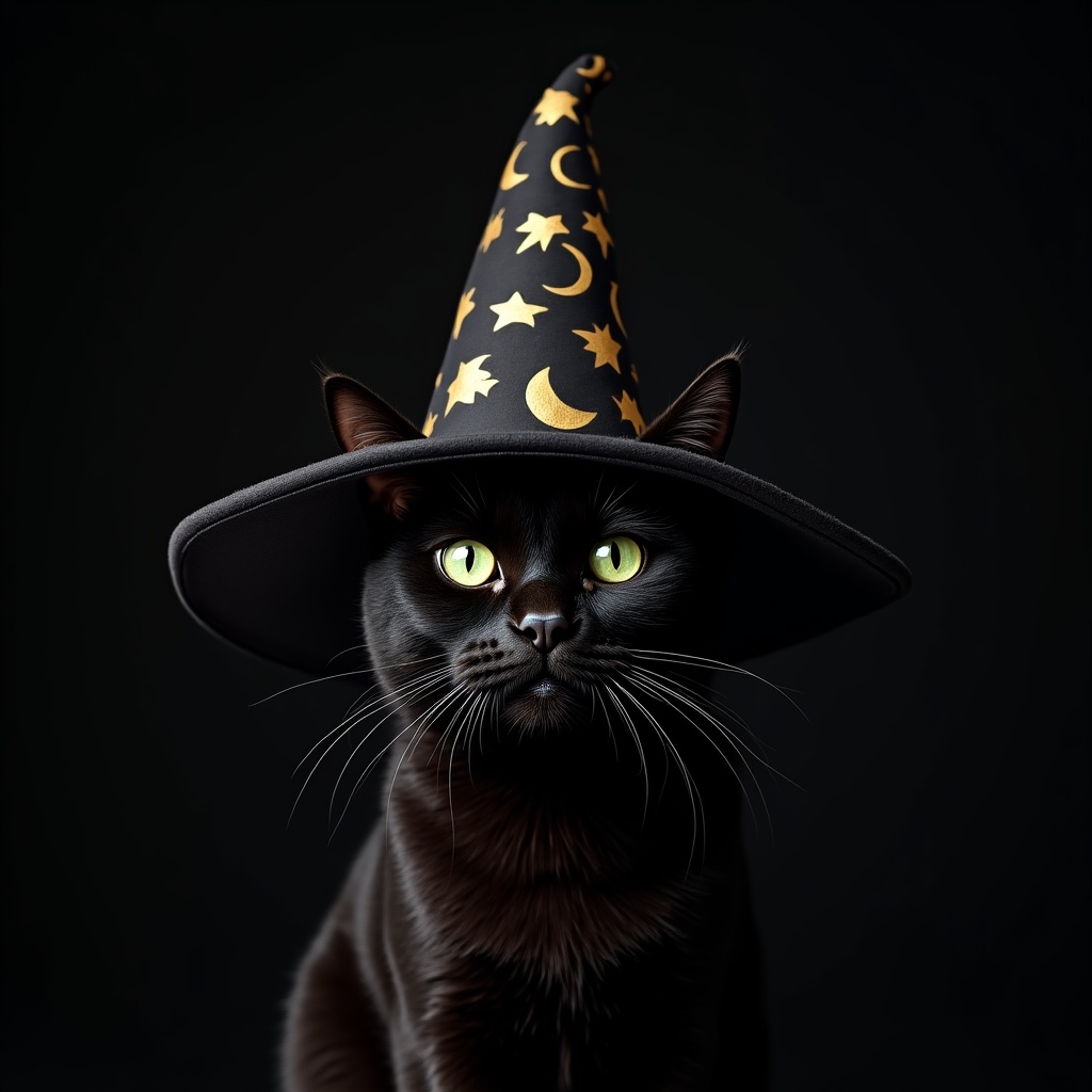 Black cat wearing witch hat Black cat wearing witch hat