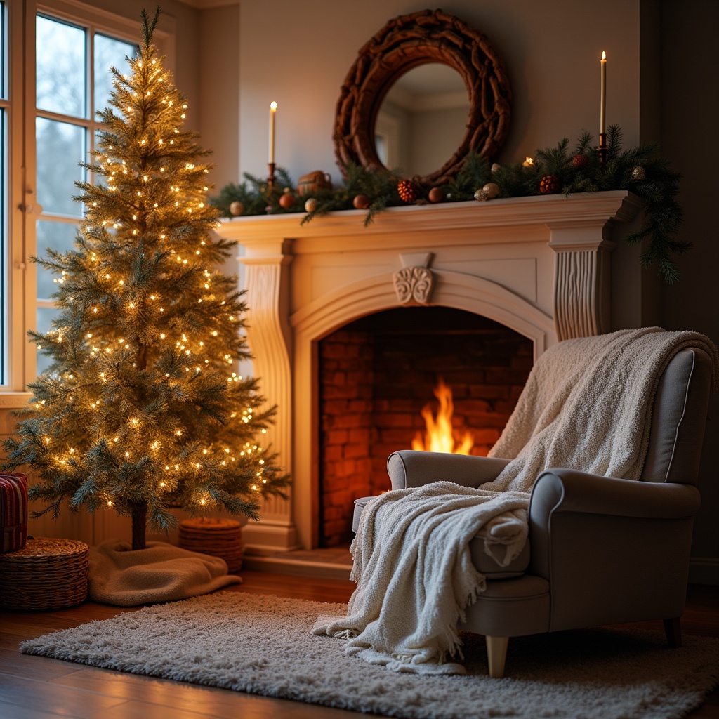 Cozy Christmas Tree by Fireplace Cozy Christmas Tree by Fireplace