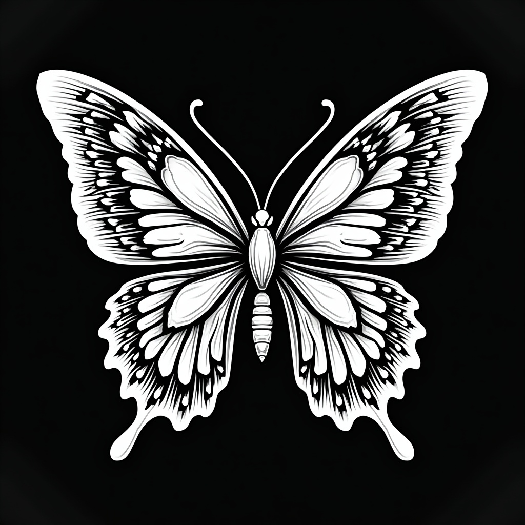 White Ink Butterfly Illustration White Ink Butterfly Illustration