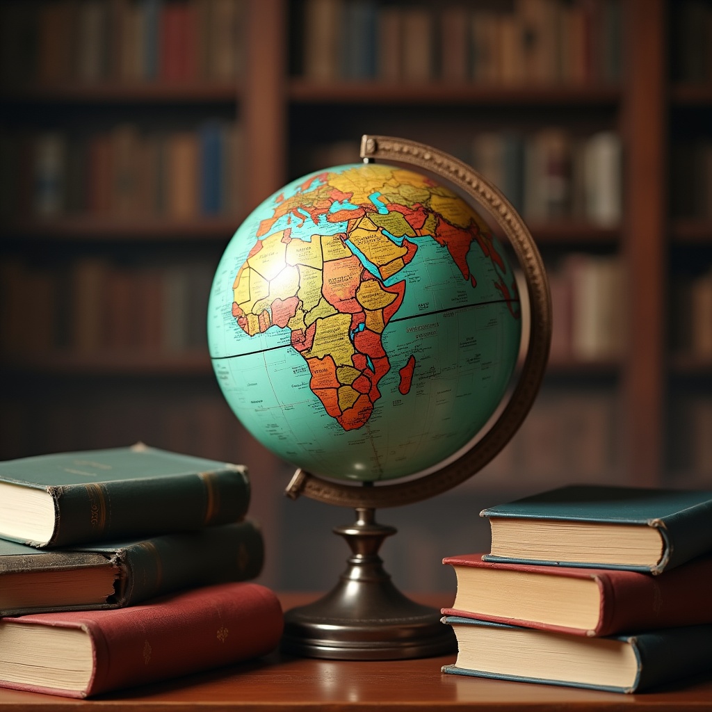 Globe and Vintage Books on Desk Globe and Vintage Books on Desk