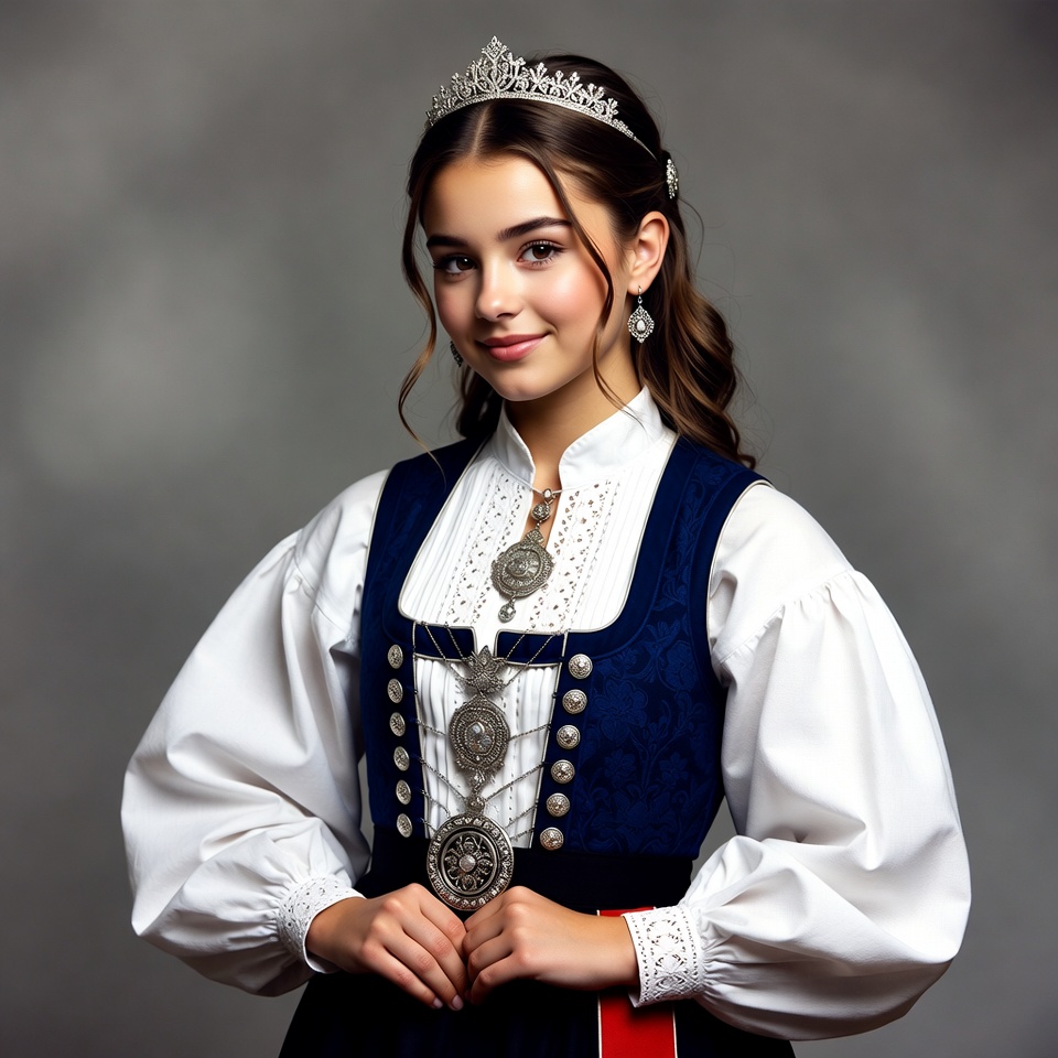 Girl in Norwegian bunad with tiara Girl in Norwegian bunad with tiara