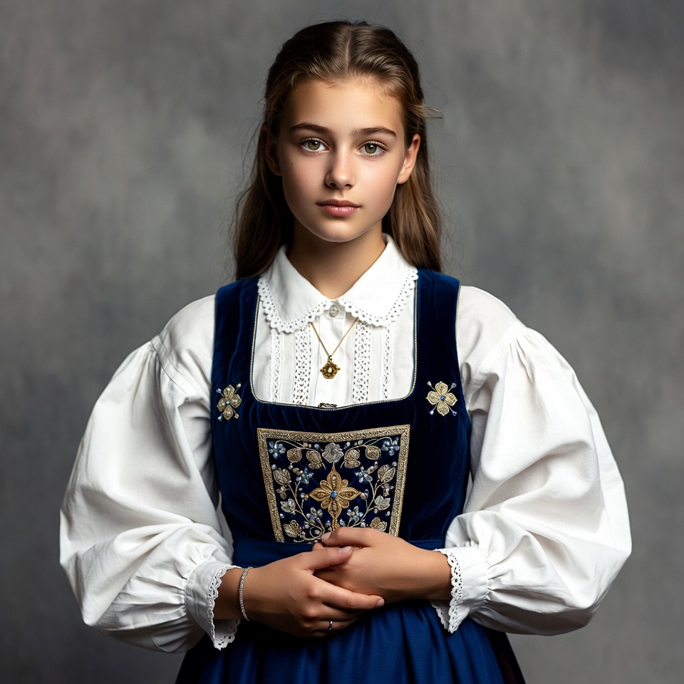 Girl in traditional Bavarian dirndl Girl in traditional Bavarian dirndl
