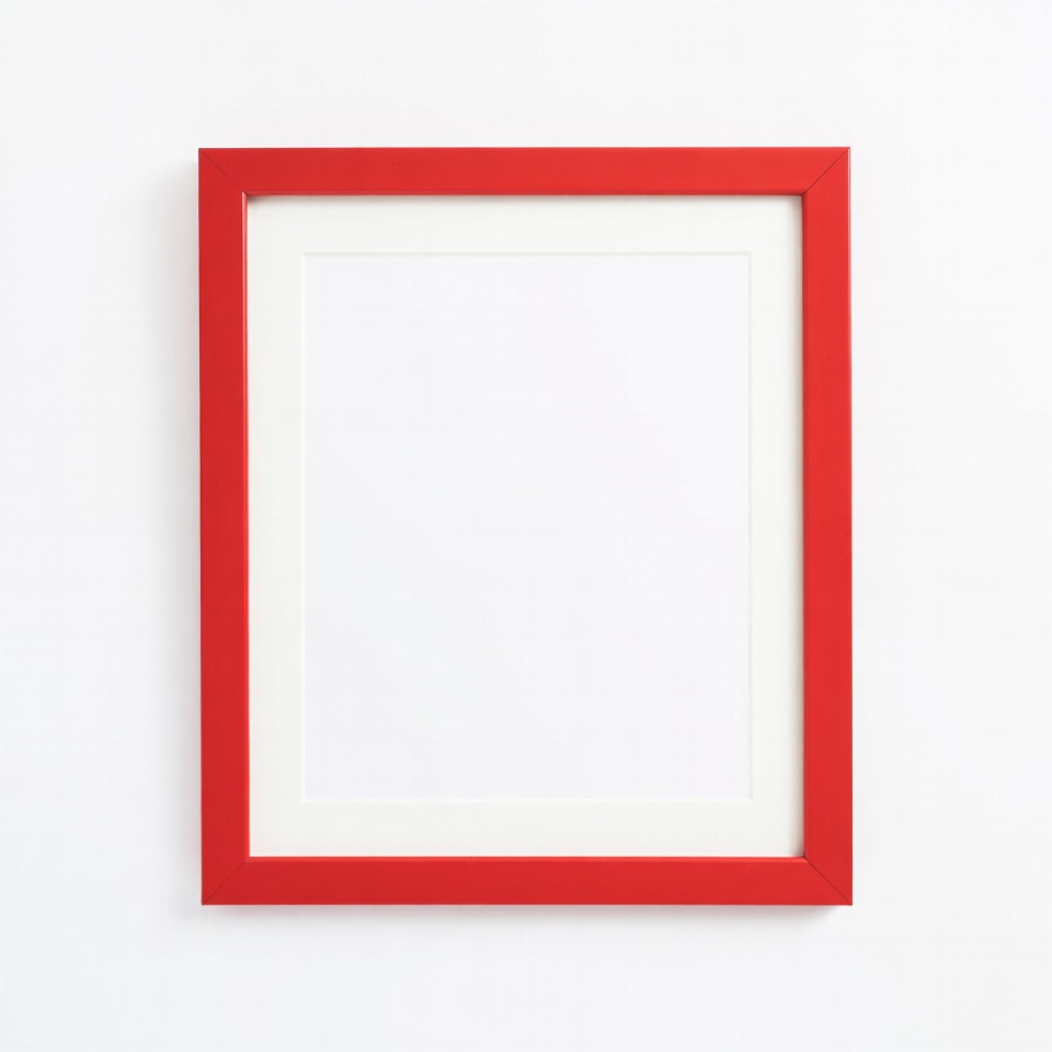 Red Picture Frame on White Wall Red Picture Frame on White Wall