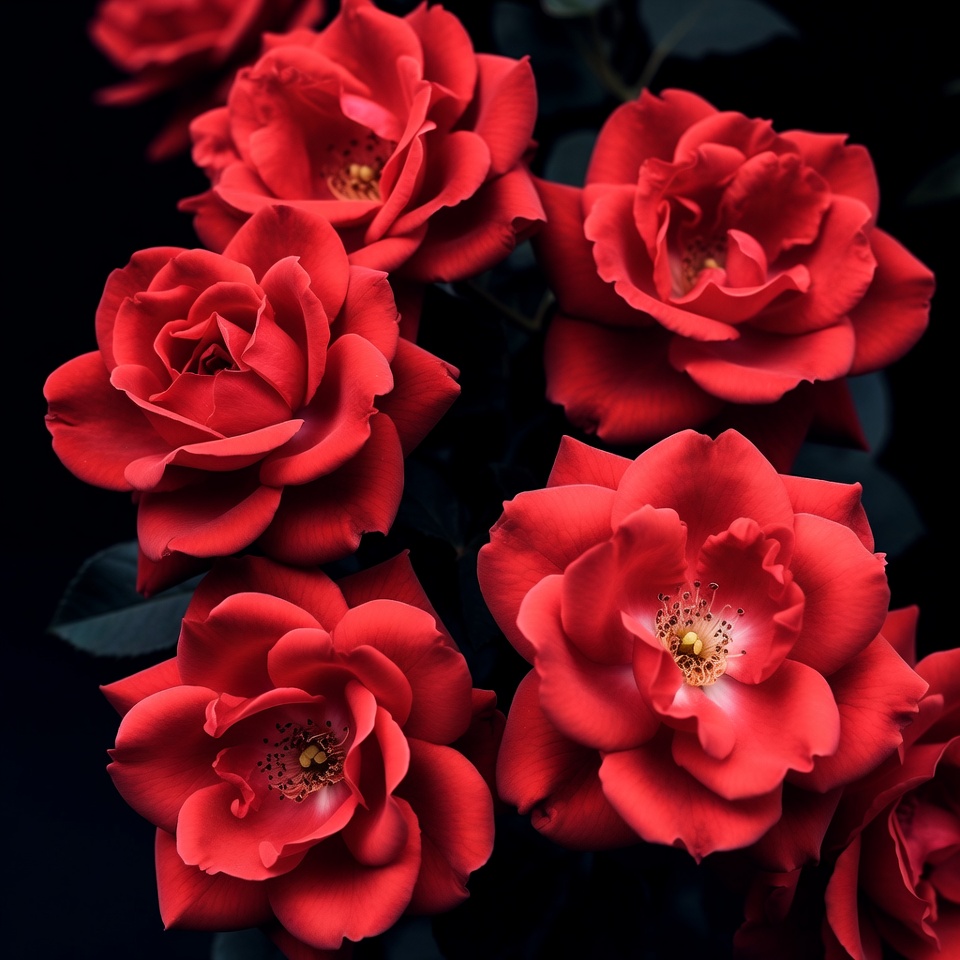 Red Roses on Black Background Red Roses on Black Background