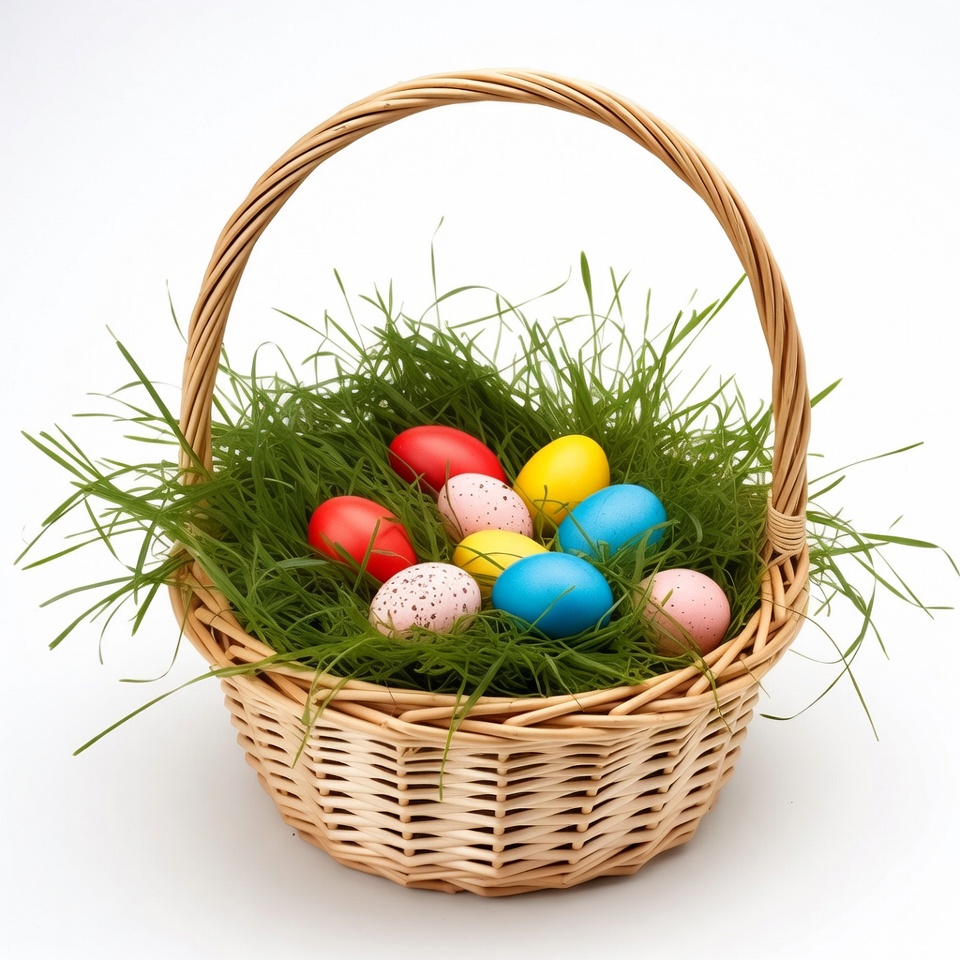 Easter Basket with Colored Eggs Easter Basket with Colored Eggs