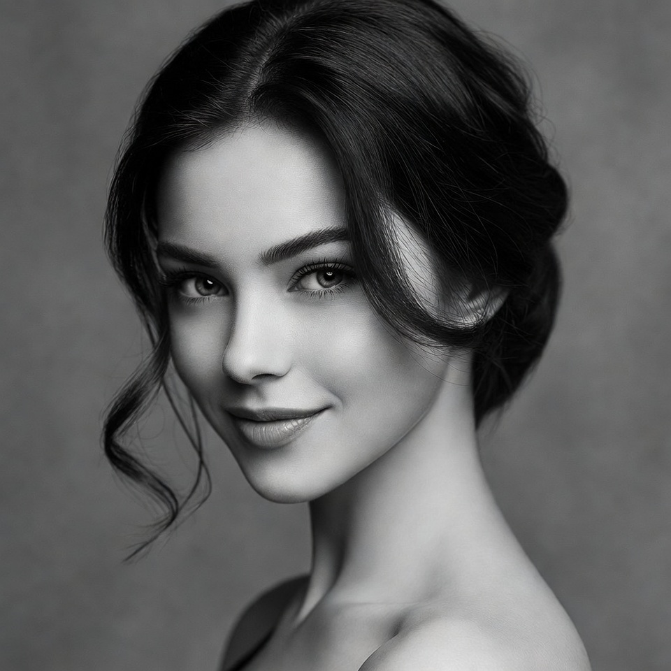 Beautiful woman with black updo Beautiful woman with black updo