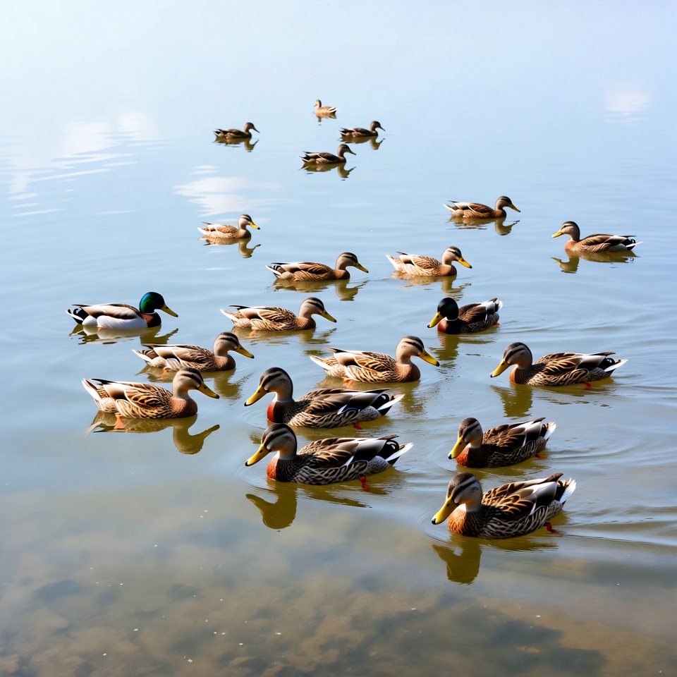 Flock of ducks swimming in water Flock of ducks swimming in water
