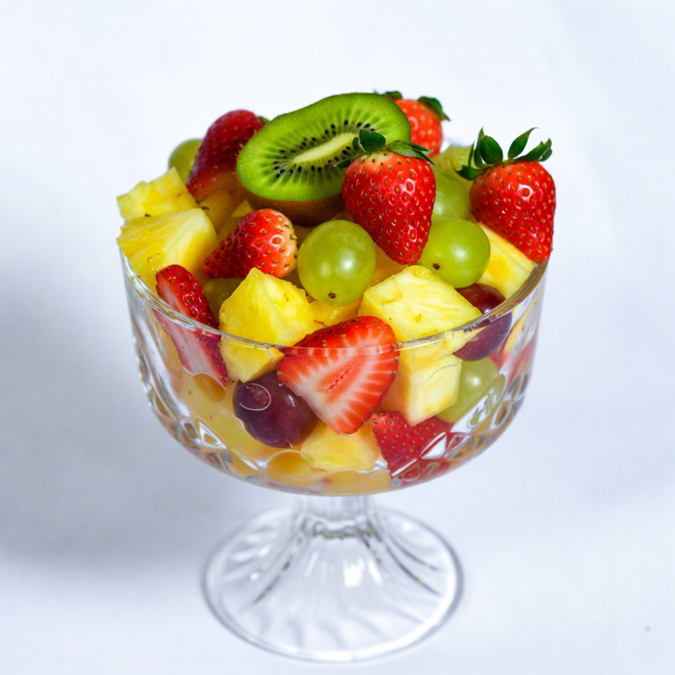 Fresh Fruit Salad in Glass Bowl Fresh Fruit Salad in Glass Bowl