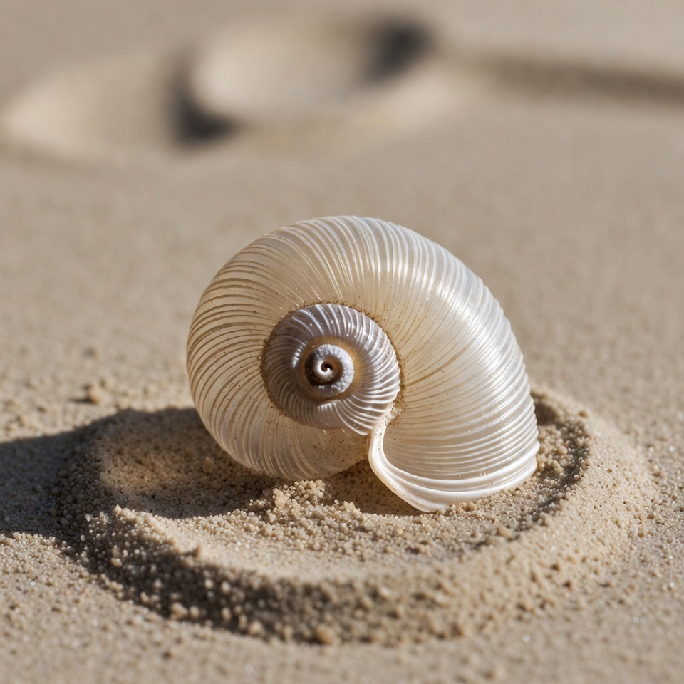 White Seashell on Sandy Beach White Seashell on Sandy Beach