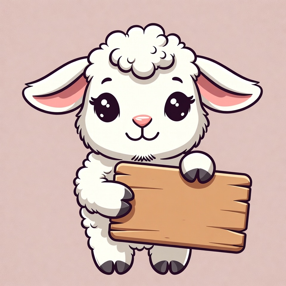 Cute cartoon lamb holding blank sign Cute cartoon lamb holding blank sign