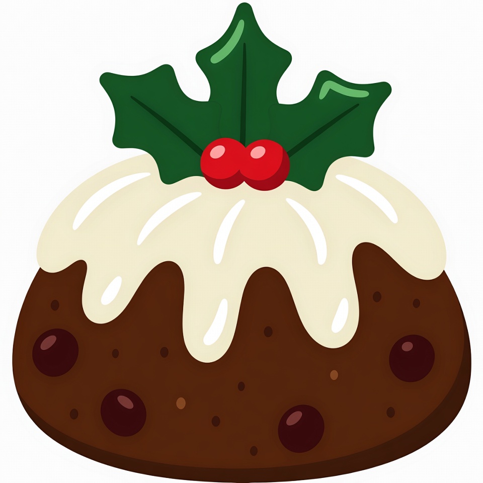 Christmas Pudding with Holly Christmas Pudding with Holly