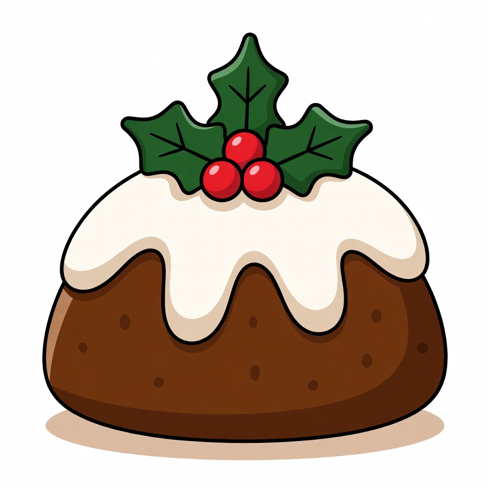 Christmas Pudding with Holly Christmas Pudding with Holly