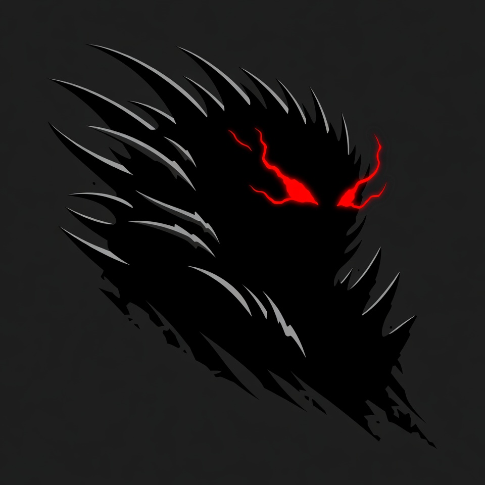 Black Spiky Demon with Red Glowing Eyes Black Spiky Demon with Red Glowing Eyes