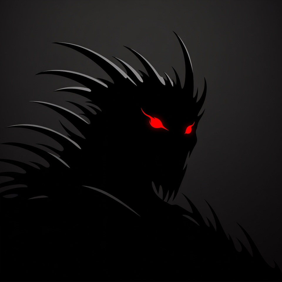 Red-eyed Spiky Demon Silhouette Red-eyed Spiky Demon Silhouette