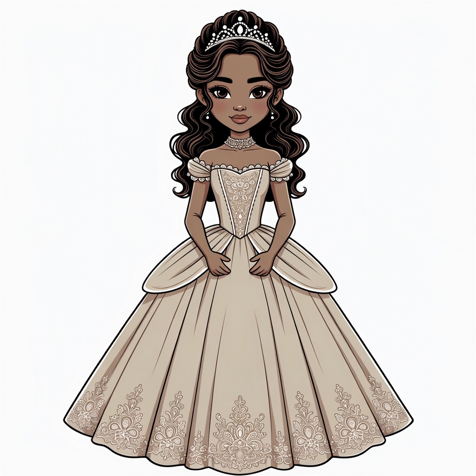 African-American girl in princess gown African-American girl in princess gown
