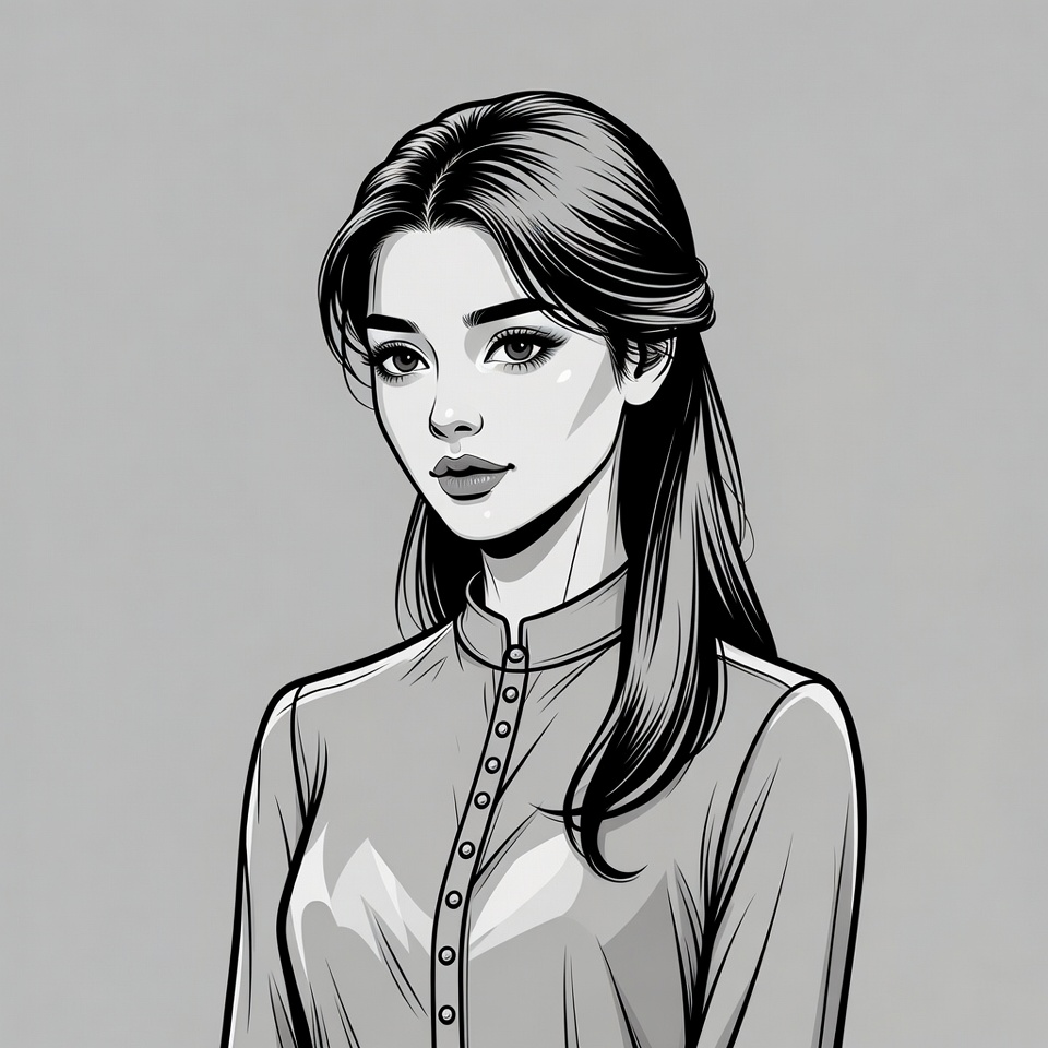 Woman in collared shirt illustration Woman in collared shirt illustration