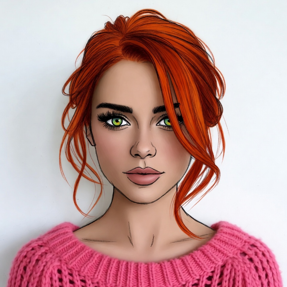 Redhead woman with green eyes Redhead woman with green eyes