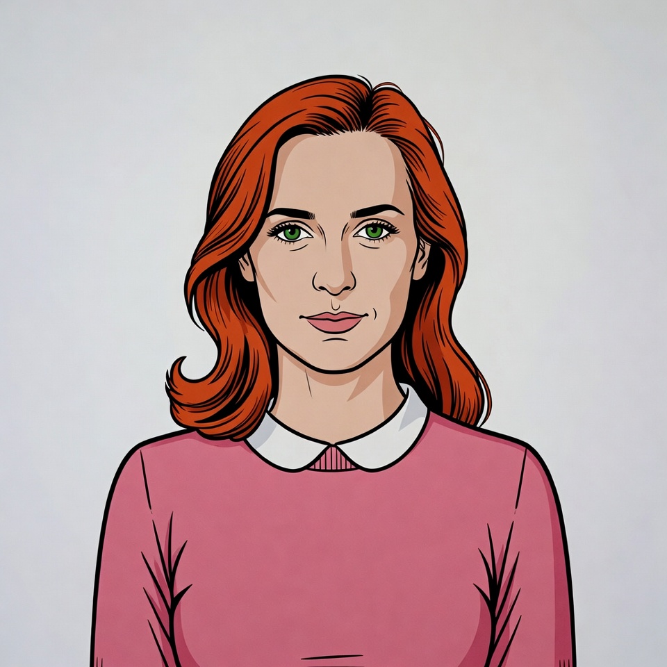 Redhead woman in pink sweater Redhead woman in pink sweater