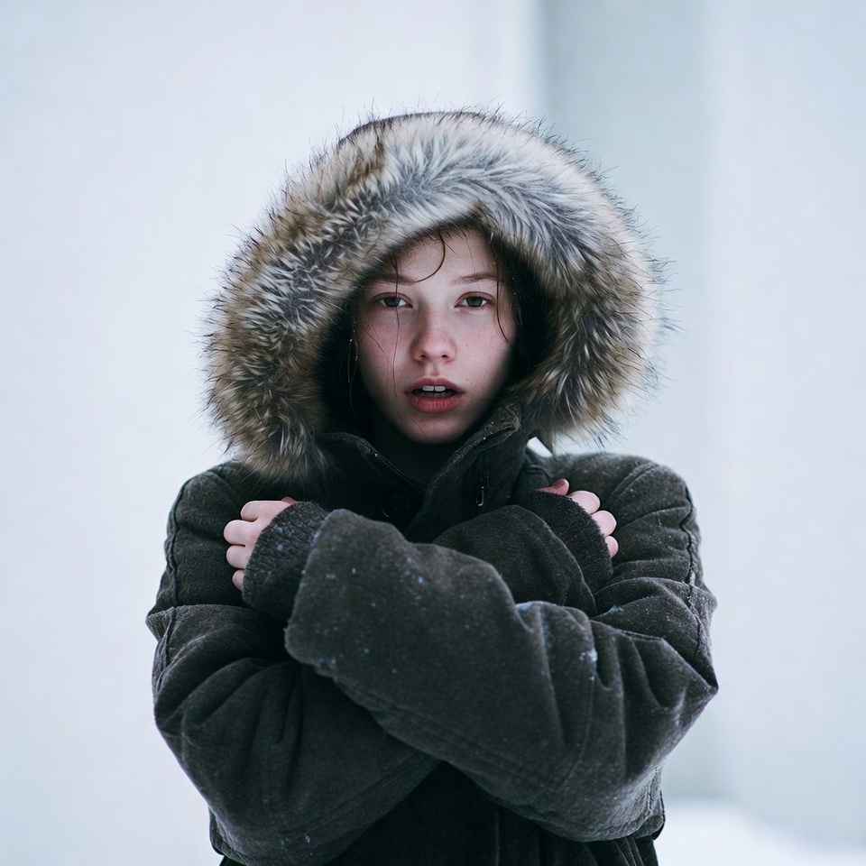 Girl in fur hood winter coat Girl in fur hood winter coat