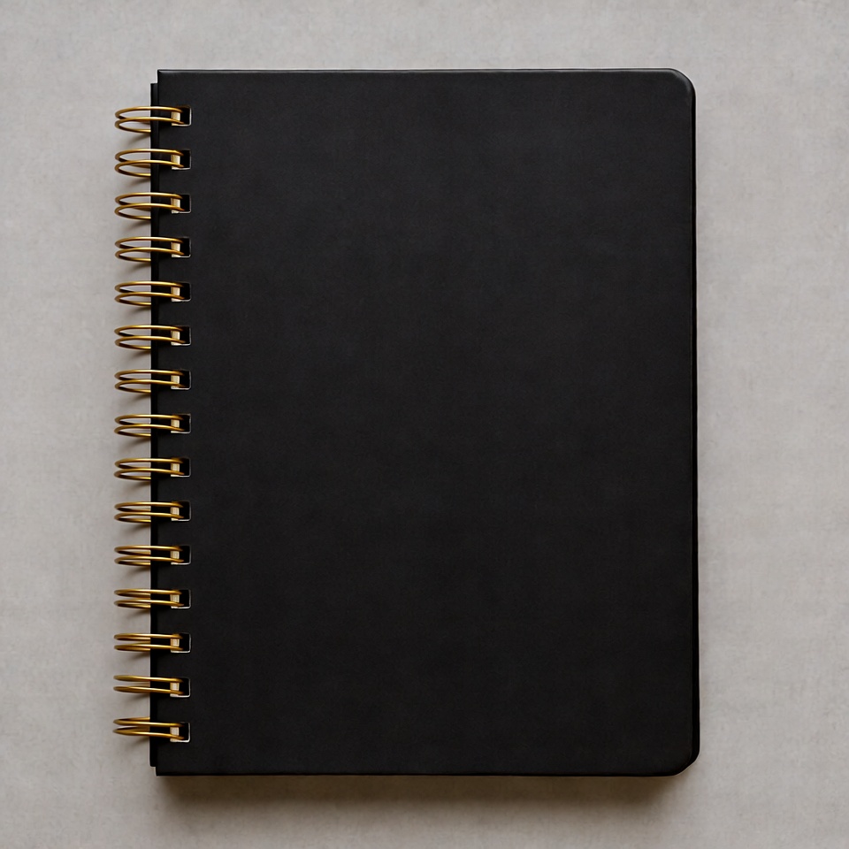 Black Spiral Notebook on White Background Black Spiral Notebook on White Background