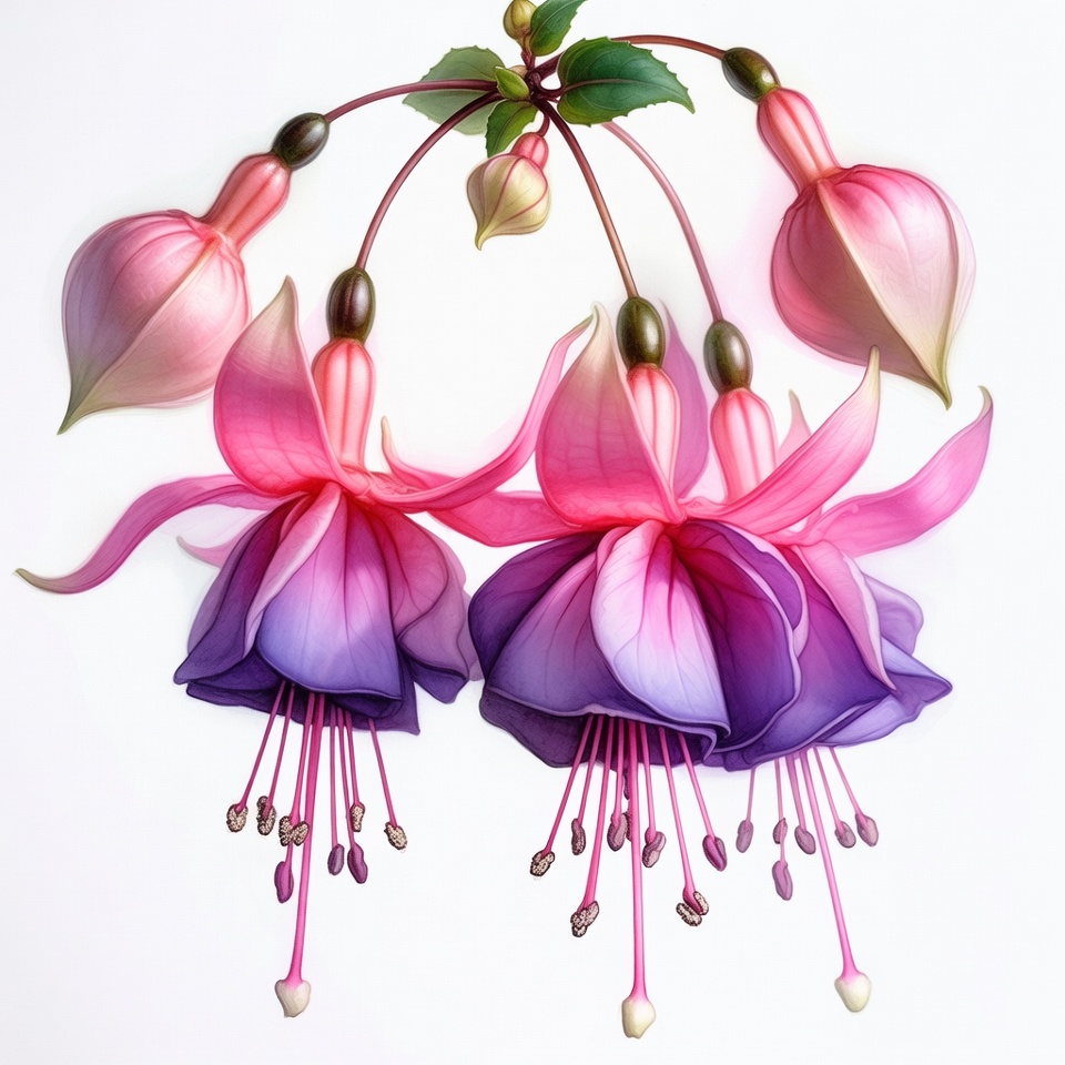 Pink Fuchsia Flowers Isolated Background Pink Fuchsia Flowers Isolated Background