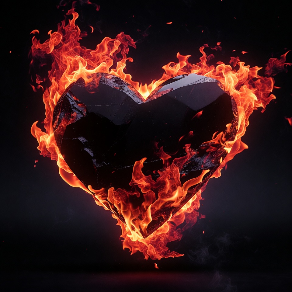 Burning Black Heart Flames Burning Black Heart Flames