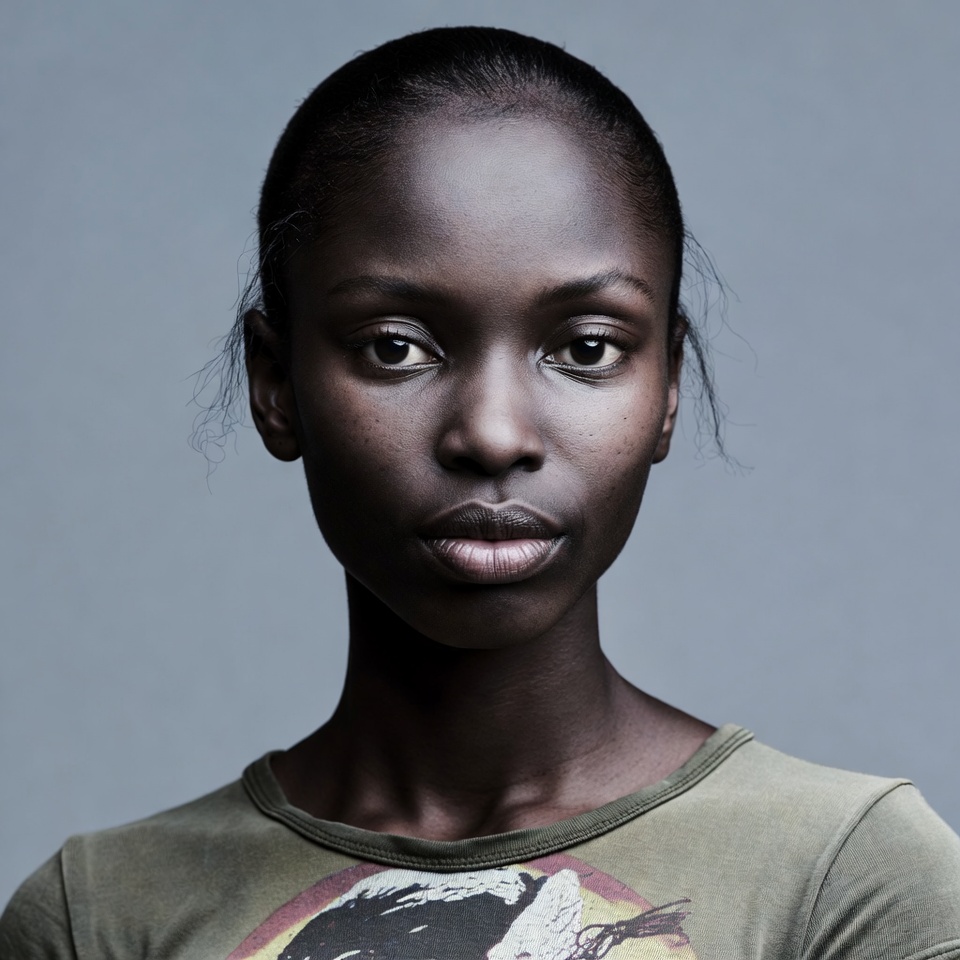 African-American woman in green t-shirt African-American woman in green t-shirt