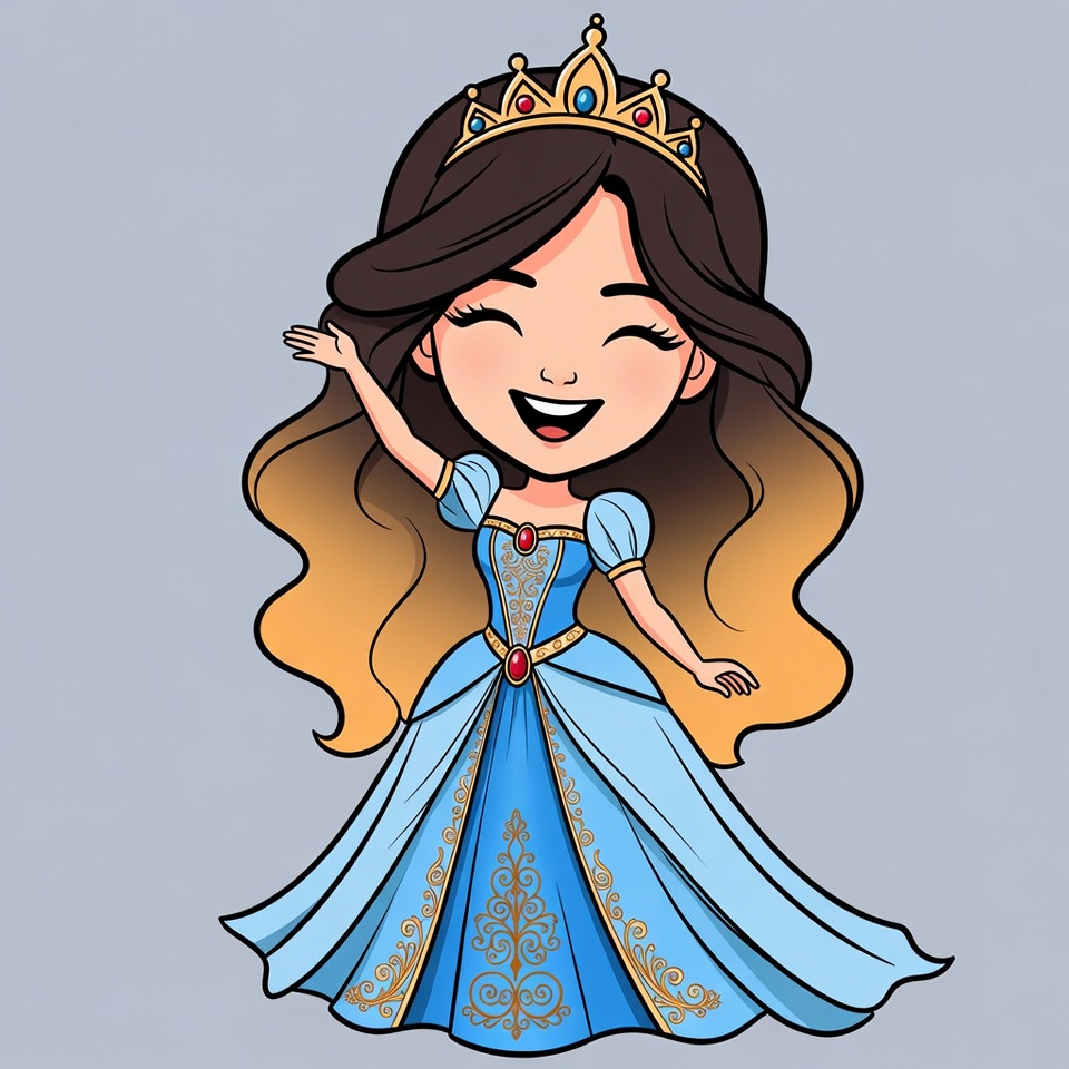 Chibi girl princess waving happily Chibi girl princess waving happily