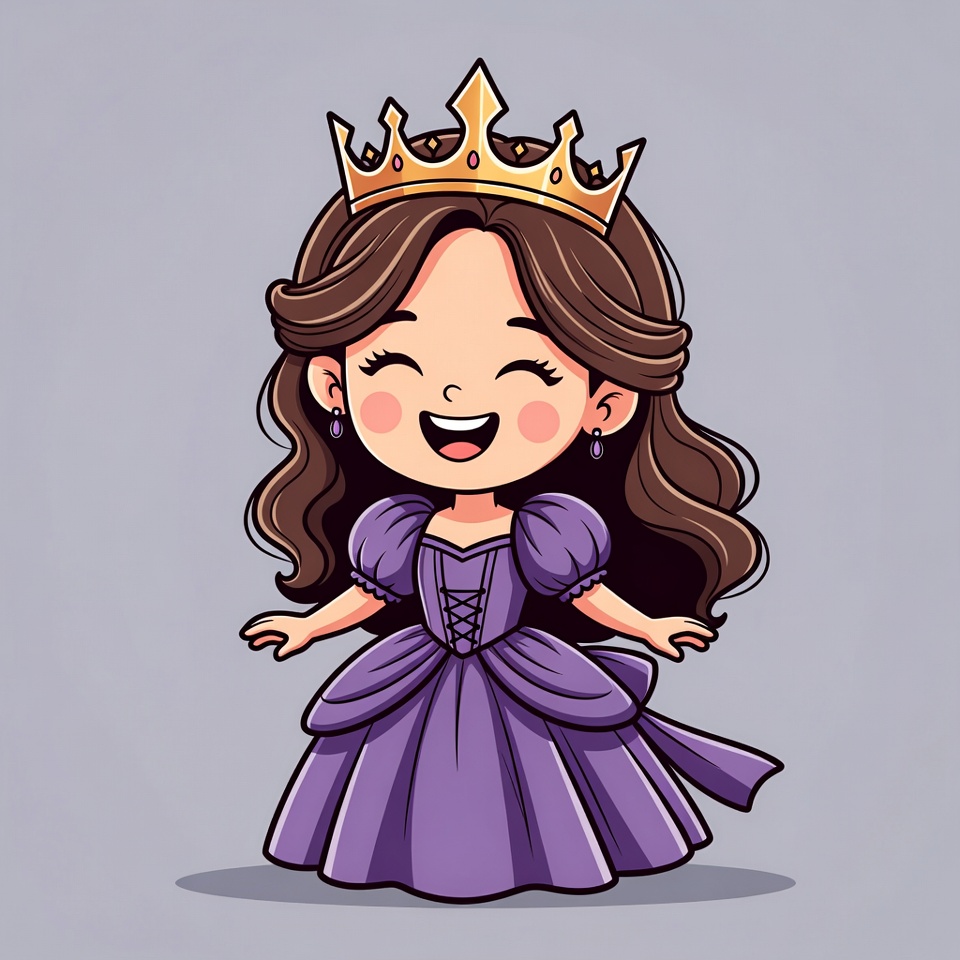 Cartoon girl in purple princess dress Cartoon girl in purple princess dress