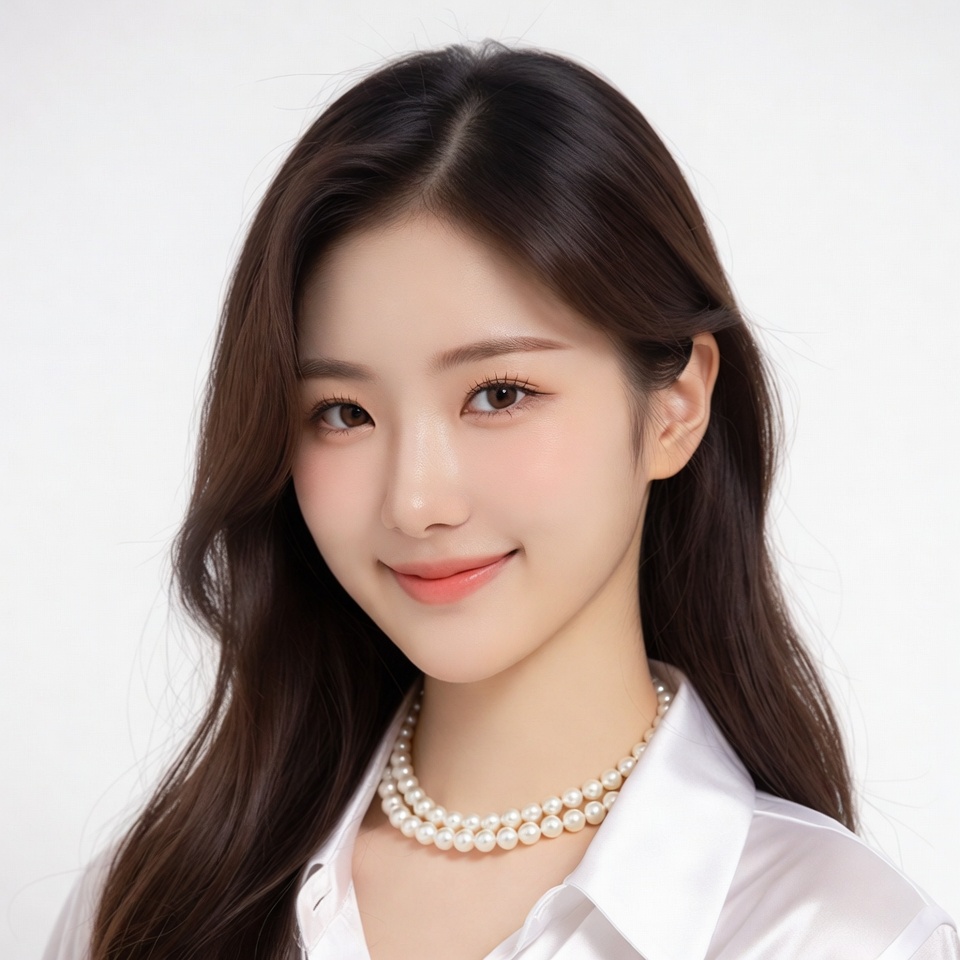 Asian woman smiling in white blouse Asian woman smiling in white blouse