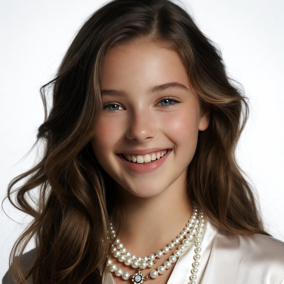 Smiling girl with pearl necklace Smiling girl with pearl necklace
