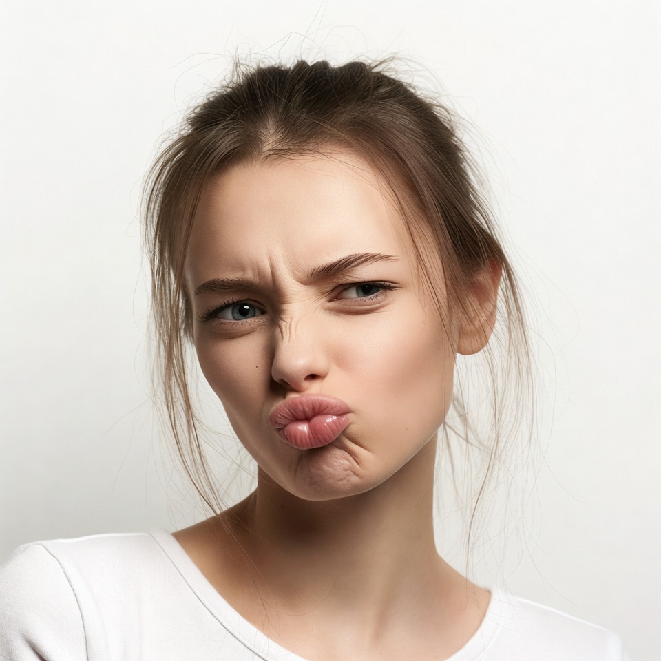 Young woman making duck face pout Young woman making duck face pout