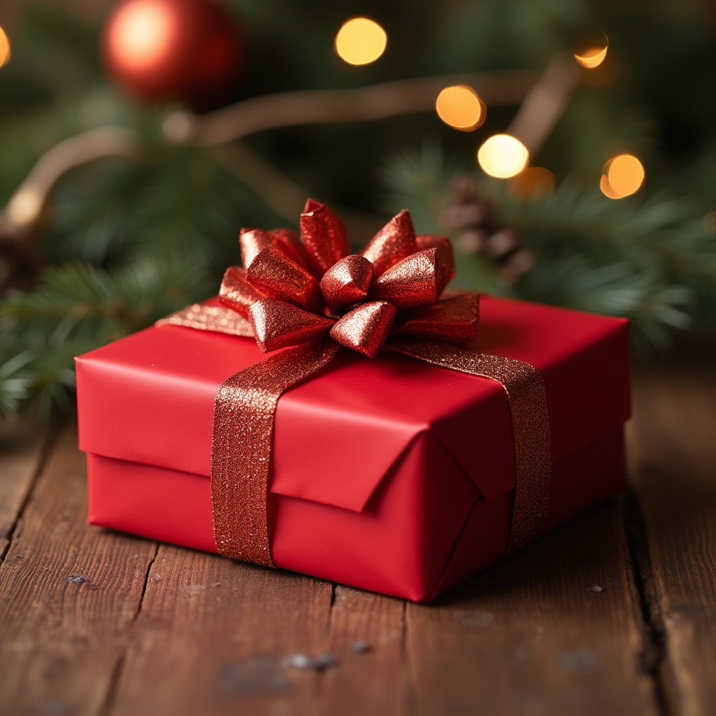 Red Christmas Gift with Bow Red Christmas Gift with Bow