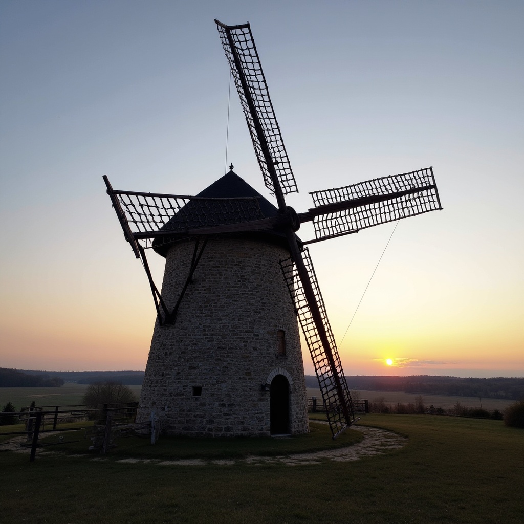 Windmill silhouetted at sunset Windmill silhouetted at sunset