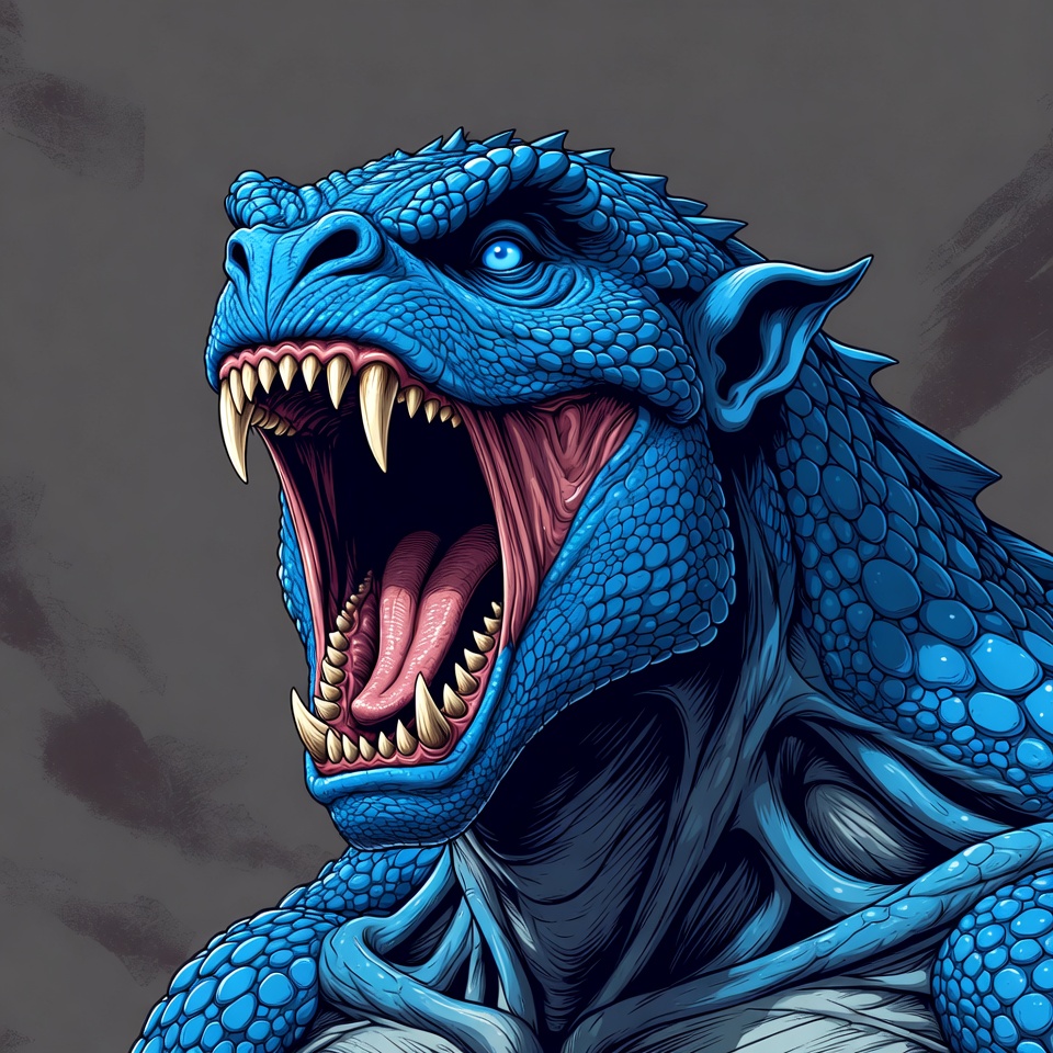 Roaring Blue Godzilla Illustration Roaring Blue Godzilla Illustration