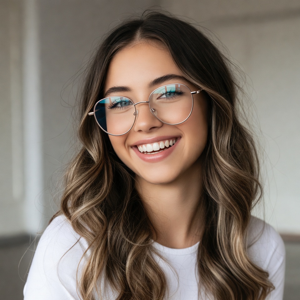 Smiling woman with glasses Smiling woman with glasses
